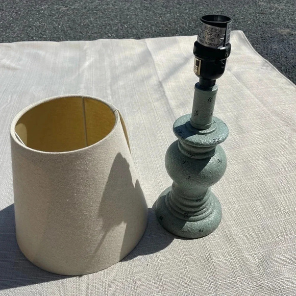 Hobby Lobby Other - Home Decor - Accents - Distressed Turquoise Lamp w/ Linen Shade - Hobby Lobby